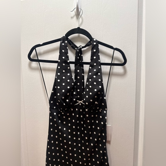 Nia Women's La Brea Polka Dot Halter Neck Slipdress in Black Size S NWT - Picture 7 of 8